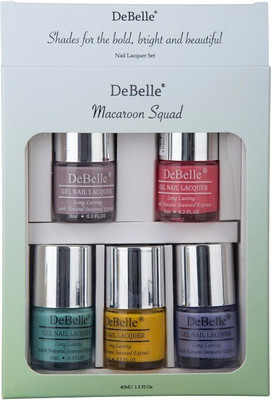 

DeBelle Nail Lacquer set Macaroon Squad gift pack of 5 Vintage Frost, Bebe Kiss , Tahiti Teal , Caramelo Yellow , Blueberry Bliss(Pack of 5)