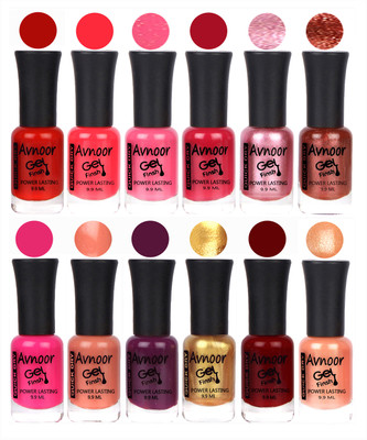 

Avnoor Trendy Color Gel Nail Polish Combo Set No 300 Multicolor(Pack of 12)