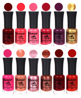 

Avnoor Trendy Color Gel Nail Polish Combo Set No 318 Multicolor(Pack of 12)