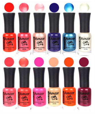 

Avnoor Trendy Color Gel Nail Polish Combo Set No 412 Multicolor(Pack of 12)
