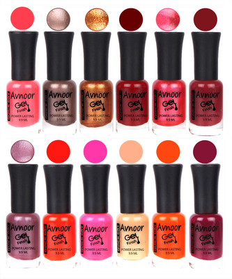 

Avnoor Trendy Color Gel Nail Polish Combo Set No 363 Multicolor(Pack of 12)