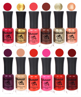 

Avnoor Trendy Color Gel Nail Polish Combo Set No 556 Multicolor(Pack of 12)
