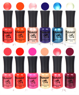 

Avnoor Trendy Color Gel Nail Polish Combo Set No 420 Multicolor(Pack of 12)