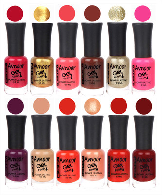 

Avnoor Trendy Color Gel Nail Polish Combo Set No 557 Multicolor(Pack of 12)