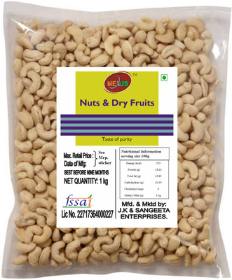 

Nexus Cashew Kernels Nuts Bold, King Size High Quality (Kaju Sabut, Whole Cashews) Grade - W 240 No. Cashews(1 kg, Pouch)