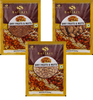 

Soft Art 100% Natural Premium Nuts and Dry Fruit Combo 1.35 gms - Almond (Badaam) - 450 gms, Walnut (Akhrot) - 450 gms and Pistachios With Shell (Pista With Shell) - 450 gms Almonds, Walnuts, Pistachios(450 g, Vacuum Pack)