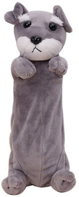 

Be Unique Kid's Plush dog Art Canvas Pencil Box(Set of 1, Grey)