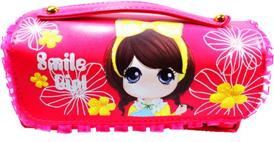 

True Human 2 in 1 ( pencil case + purse ) for girls ( Red ) Doll Art Artificial Leather Pencil Boxes(Set of 1, Red)