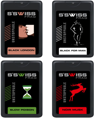 

s'swiss combo of BLACK LONDON, BLACK FOR MAN, SLOW POISON, NOIR MUSK Pocket Perfume - 80 ml(For Men & Women)