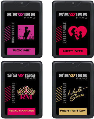 

s'swiss combo of NOTY NITE, ROYAL MARRIAGE, PICK ME, NIGHT STORM Unisex Pocket Perfume - 80 ml(For Men & Women)