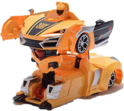 

DMTE Rechargeable One key Deformation wall climber transformer car with 360 rotation and led lights for kids(Yellow)