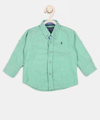 Gini Jony Baby Boys Solid Casual Green Shirt