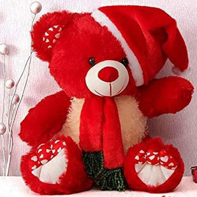 

Nihan Enterprises Soft & Cute Red Color Teddy Bear with Santa Hat - 45 CM - 45 cm(Red)
