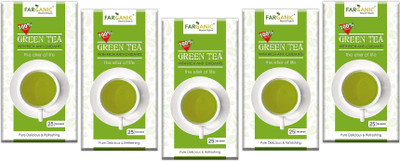 FARGANIC Buy Pack Of 5 Box Of Plain Green Tea 125 Tea Bags Green Tea Bags(125 Bags, Box)