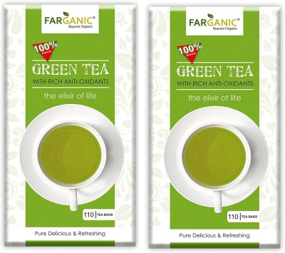 FARGANIC Buy Pack Of 2 Box Of Plain Green Tea 220 Tea Bags Green Tea Bags Box(2 x 110 Bags)