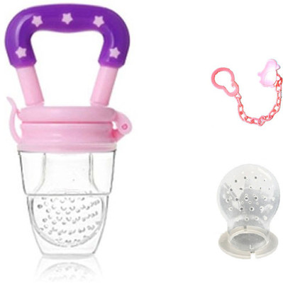 

IJ Fresh Fruit Food Kids Nipple Feeding Safe Milk Feeder, Soother For Baby With Clip Chain & 1 Extra Nipple Baby Soother(Pink)