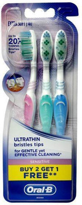 

Oral-B Ultrathin Sensitive Toothbrush (Extra Soft) - Buy 2 Get 1 Free Medium Toothbrush(Pack of 4)