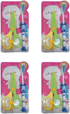 

Iyaan Set of 4 Craft Scissors with Cartoon Toothbrush Kits for Kids Extra Soft Toothbrush(Pack of 4)