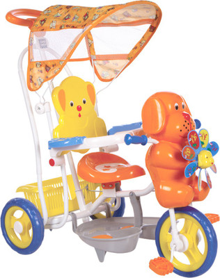 MeeMee 2 in 1 Baby Tricycle with Rocking Function with Canopy (Orange) MM-236A Tricycle(Orange)