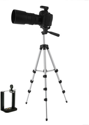 

m s megaslim Portable & Foldable Camera - Mobile Tripod With Mobile Clip Holder Bracket , Fully Flexible Mount Cum Tripod , Standwith Three-dimensional Head & Quick Release Plate Tripod(Silver, Black, Supports Up to 1500 g)