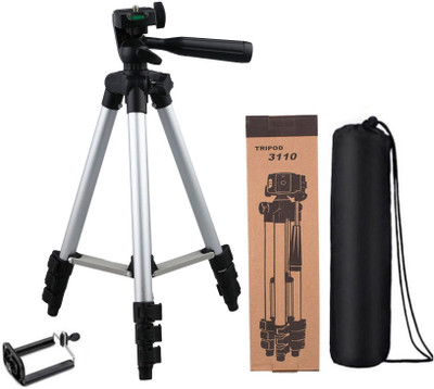 

LIFEMUSIC New Arrival Tripod 3110 Universal Adjustable Tripod Stand Mount Holder Clip Set For Cell Phone Camera Tripod(Silver & Black, Supports Up to 1500 g)