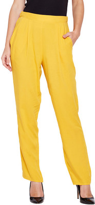 OXOLLOXO Regular Fit Women Yellow Trousers