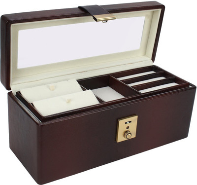 

zaradise Jewellery Accessories Display Organizer Box Brown Shaded Colour with Clasp Lock Jewellery Vanity Box(Brown)