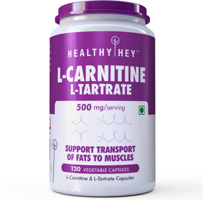 

HealthyHey Nutrition L-Carnitine & L-Tartrate (LCLT) 500mg - Support Transport of Fats to Muscles(500 mg)
