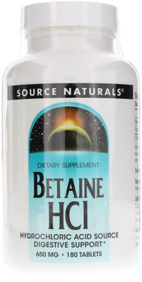 

Source Naturals Betaine HCL 650 mg 180 Tablets(180 No)