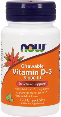 

Source Naturals Vitamin D-3 Natural Mint Flavor 5000 IU 120 Chewables(120 No)