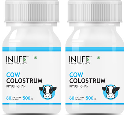 

Inlife Cow Colostrum Supplement, 500mg (60 Vegetarian Capsules) (2 Pack)(120 No)