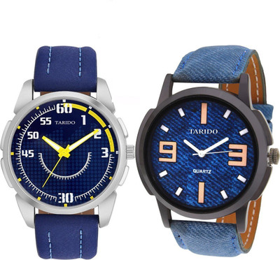 

Tarido TD1032SL04_TD1520SL04 New Exclusive Blue jeans Fabric & silicon Strap Royal Blue color Double combo watches for cool Boys & men Watch - For Men