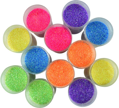 

Unobite Glitter Sparkle Powder Fluorescent Color for Crafts,Arts and School Projects set of 6 Colors, 2 Box in Each Color, 12 Box(15g per Color)