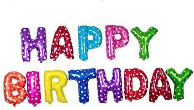 

Clastik Printed Happy Birthday Letter Foil Balloon Set (Multi Color) 13 Letters, Approx 16 inch Balloon(Multicolor, Pack of 1)