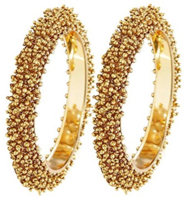 Efulgenz Alloy Beads Gold-plated Bangle Set(Pack of 2)