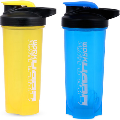 ALLIEDSALESINDIA 700 ml Plastic Shaker(Pack of 2, Blue, Yellow)