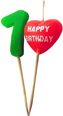 

TRISHRA Candle no.1 with Heart Shape Candle writtn with Happy Birthday Candle(Green, Red, Pack of 2)