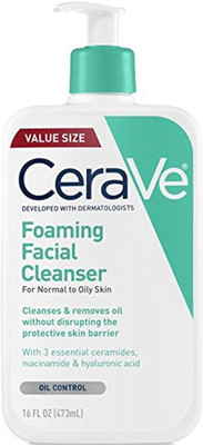 

CeraVe Foaming Facial Cleanser 16 Ounce Daily Face Wash for Normal to Oily Skin Paraben & Fragrance Free(473 ml)