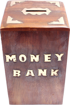 

smile4ever Wooden money bank for saving money Coin Bank(Brown)