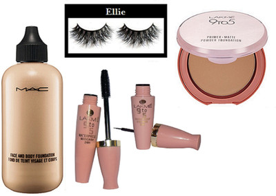 

Ellie Eyelashes, Face And Body Foundation, Waterproof Mascara & Eyeliner, Primer Matte Powder Foundation(Set of 5)