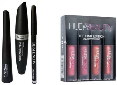 

BBMENOW Eyebrow Pencil Black & Liquid Eye Liner & Mascara ( 3in1) & Pink Edition (Set of 4)(Set of 2)