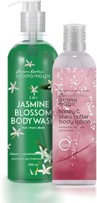 

Aroma Magic Combo of 3 in 1 Jasmine Blossom Body Wash and Honey & Shea Butter Body Lotion(Set of 2)
