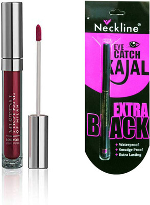 

mistral of milan long wear wine mousse liquid lipstick and nackline kajal(Set of 2)