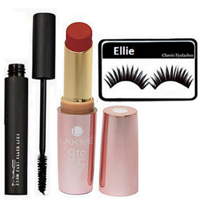

ellie Eyelashes,Mac Zoom Lash Mascara,Lakme 9to5 Primer matte Lipstick(set of 3)(Set of 3)