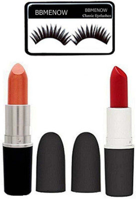 

BBMENOW Eyelashes, Orange & Red Lipstick (Set of 3)(Set of 1)