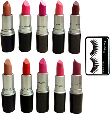 

ravishing Eyelashes, Mac Matte Finish Lipstick (Pack Of 10)(Set of 11)