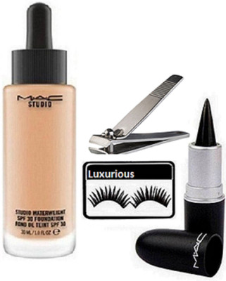 

LUXURIOUS Eyelashes & Water Weight Foundation & Stick Kajal & Clipper(Set of 4)