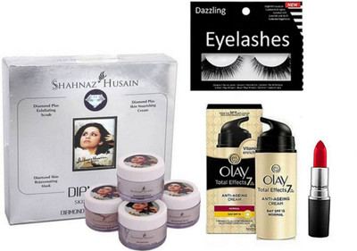 

Dazzling Eyelashes & Total Effects 7 in One Anti-Ageing Cream & Diamond Facial Kit & Matte Lipstick (Set of 4)(Set of 4)