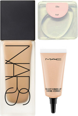 

ellie silicon puff, Nars foundation , mac select coverup concealer(Set of 3)