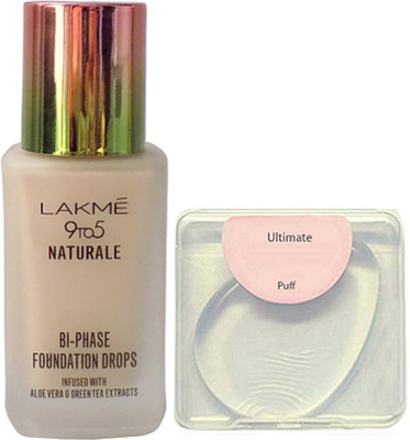 

Ultimate silicon puff, Lakme 9to5 naturale foundation(Set of 2)